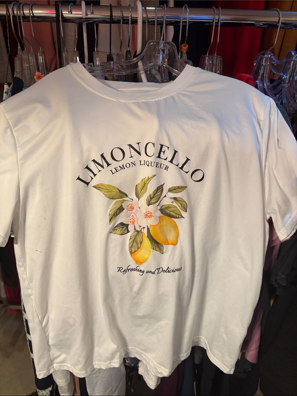 SHEIN White Limoncello Graphic Tee with Yellow Lemon Print